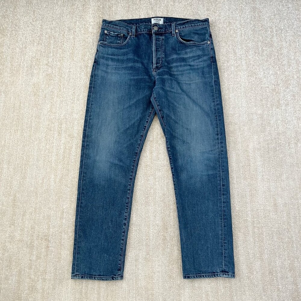 Agolde Union Slim Fit Button Fly Blue Jeans 36